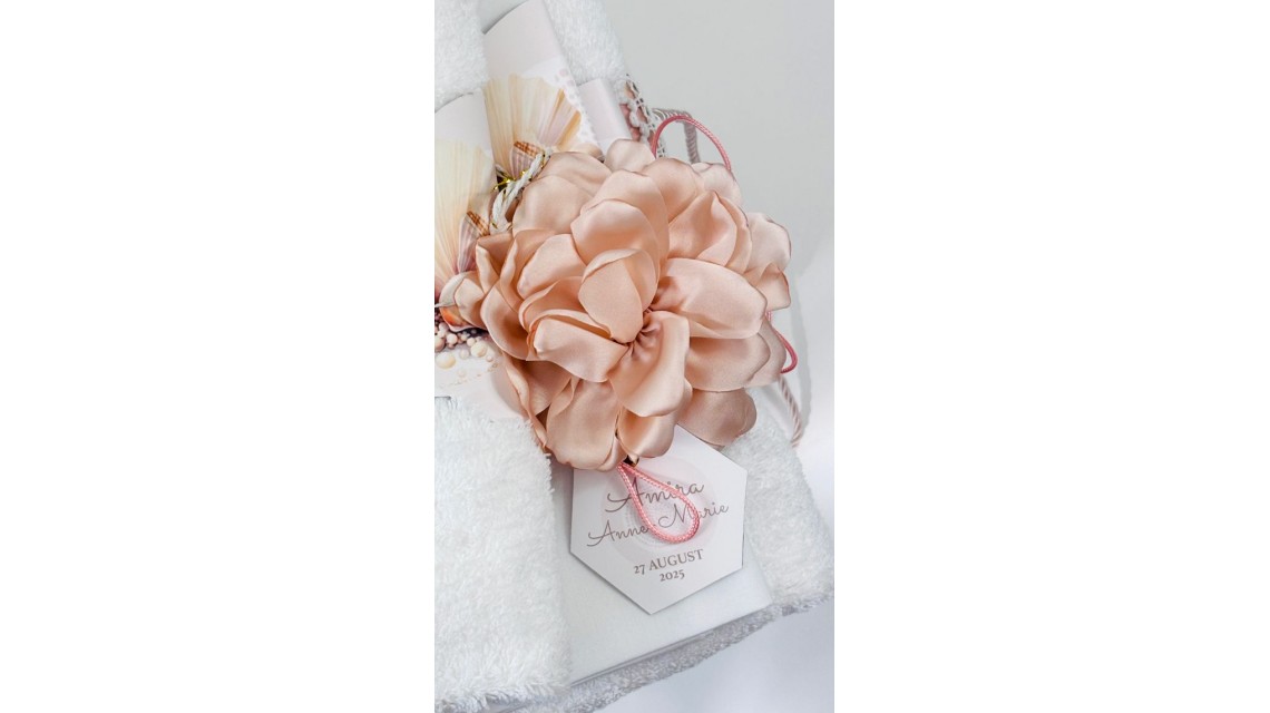 Trusou botez cu perle și scoici în nuanțe sand & peach – „Perle Marine” 16